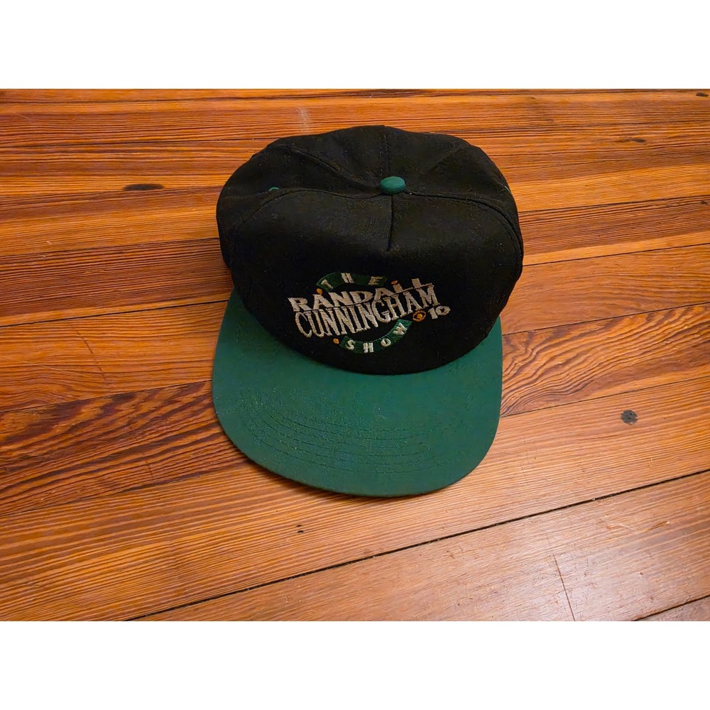 Vintage Randall Cunningham Show Snapback Hat Black Green 90s Philly Eagles QB